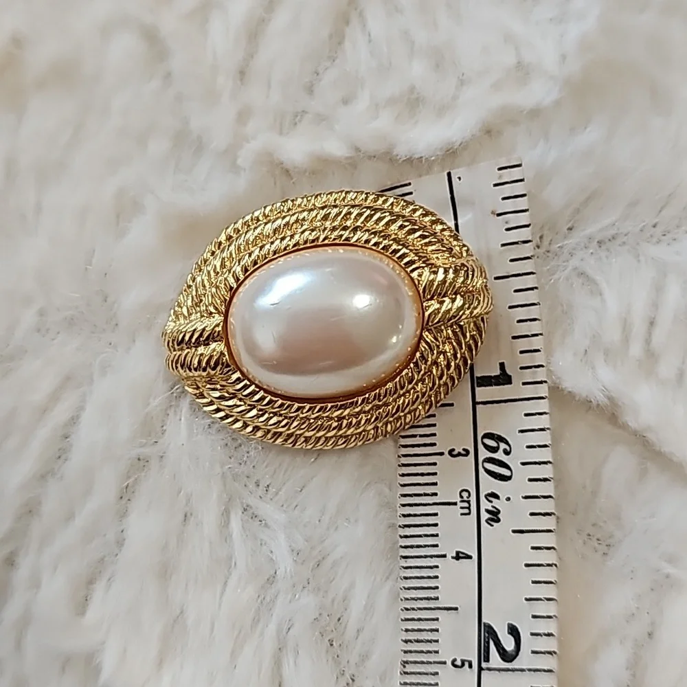 Givenchy Vintage Goldtone Faux Pearl Clip on earrings